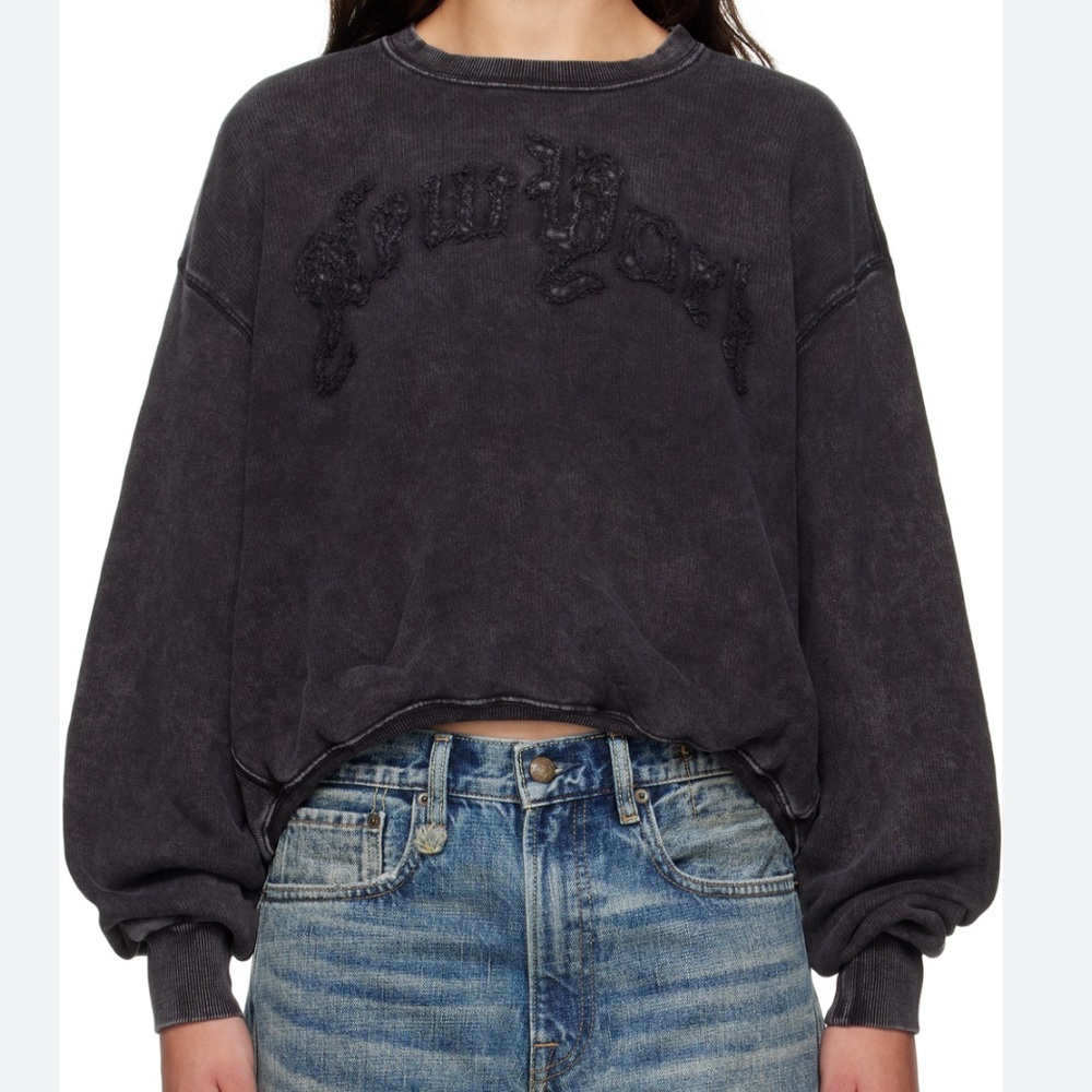 New NWT R13 Black 'New York' Balloon Crewneck Sweatshirt Size Small
